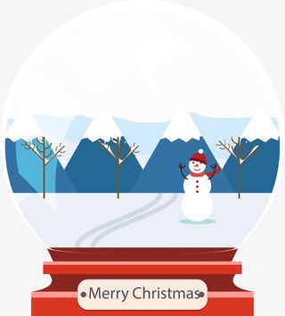 卡通水晶球与雪人免抠