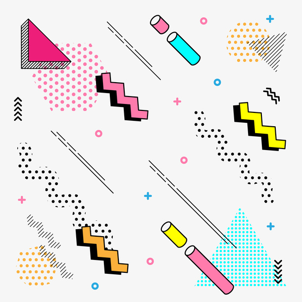 孟菲斯风格线条点线面几何形状素材元素免抠