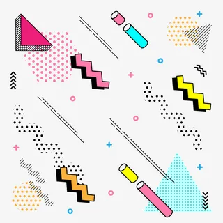 孟菲斯风格线条点线面几何形状素材元素免抠