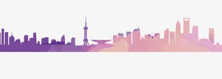 渐变上海城市剪影免抠
