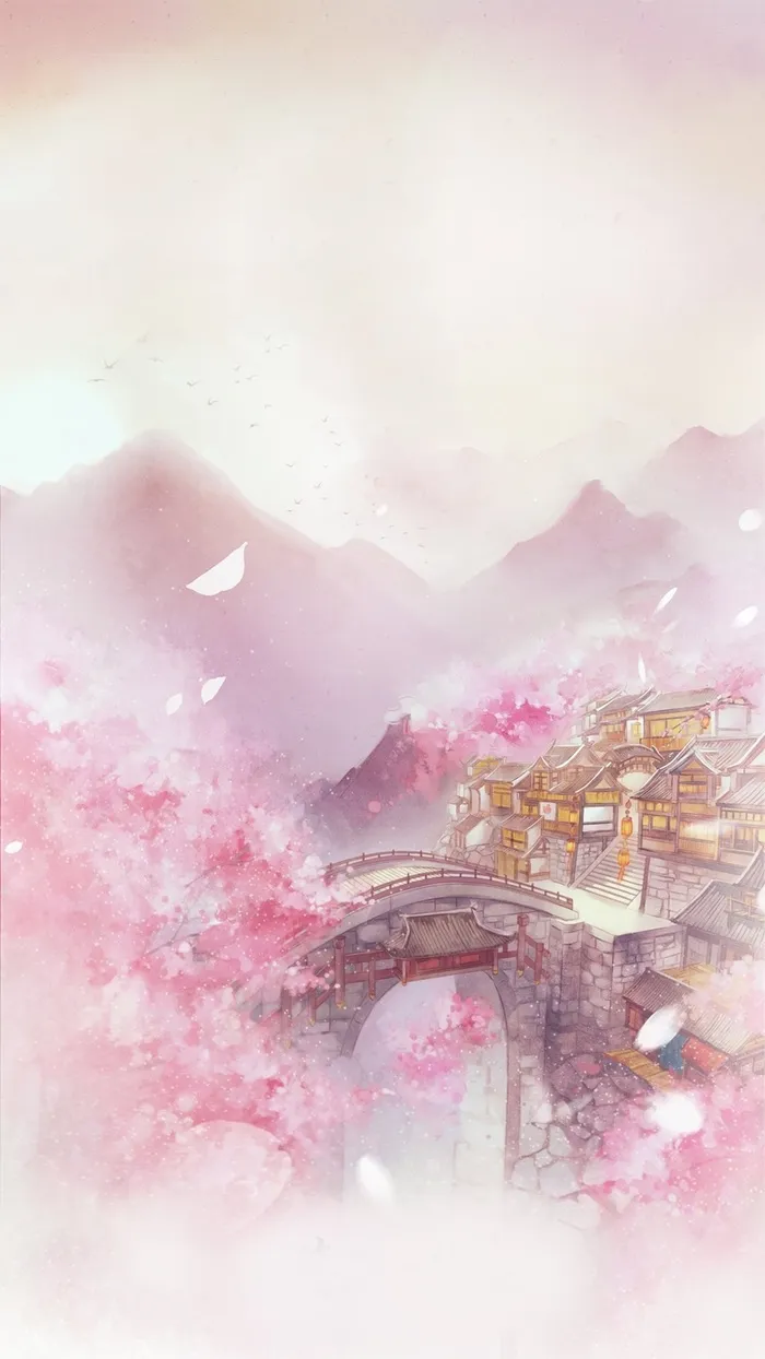古风粉色H5背景高清