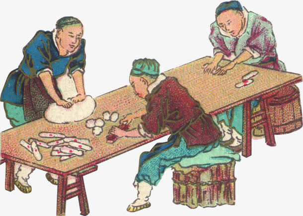 中国画做月饼的人中秋免抠