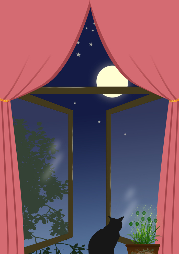星空月亮窗户高清