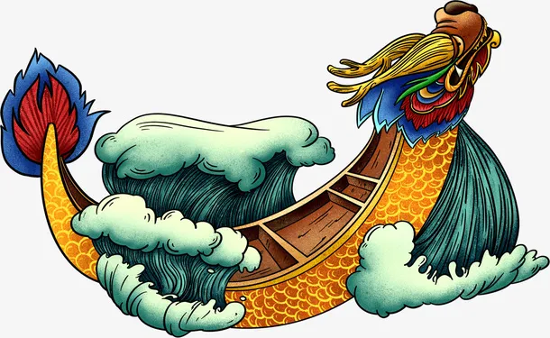 国潮风端午节龙舟免抠