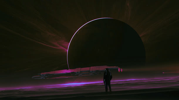 星球表面紫色星光光效免抠