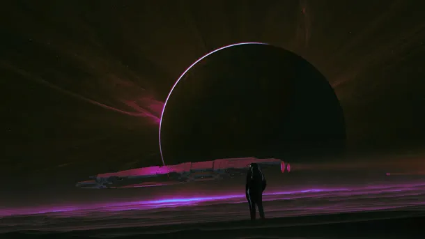 星球表面紫色星光光效免抠