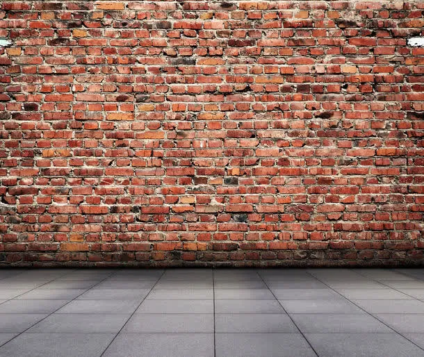 地板砖与红砖墙壁免抠