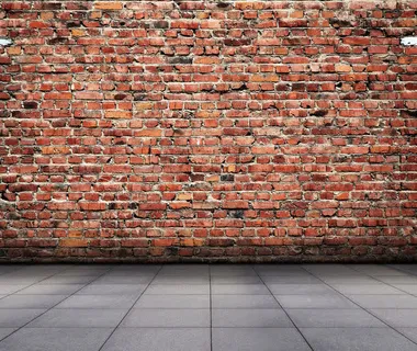 地板砖与红砖墙壁免抠