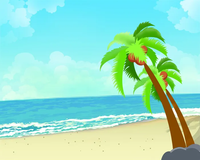 海边海滩卡通素材高清