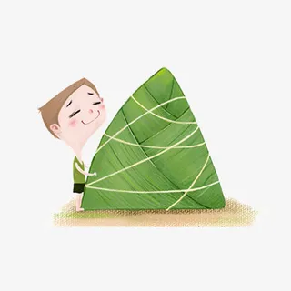 可爱小孩抱着好吃的粽子免抠