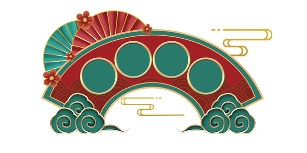 扇形国潮风格边框免抠装饰边框元素