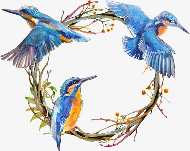 小鸟花环免抠