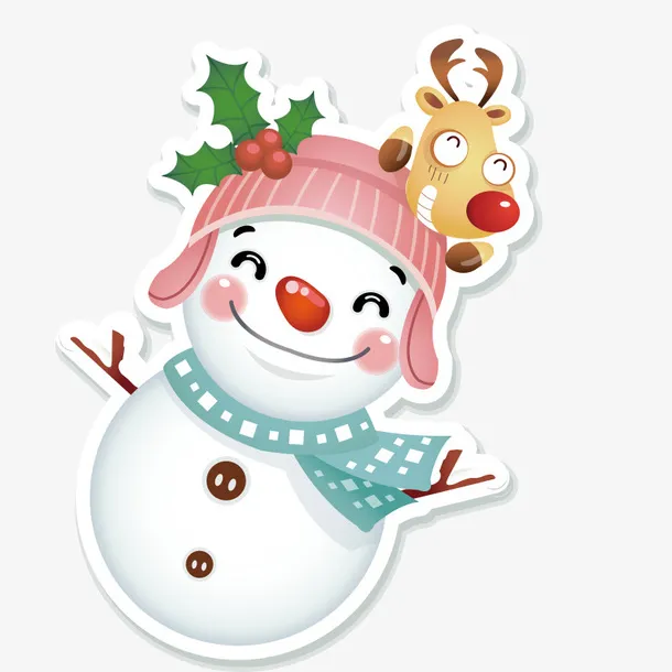 可爱雪人头上的小狗免抠
