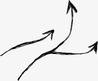 黑色铅笔画箭头手绘人物免抠