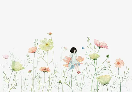 唯美手绘插画免抠