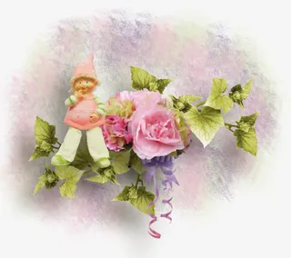 植物粉色玫瑰装饰标签免抠