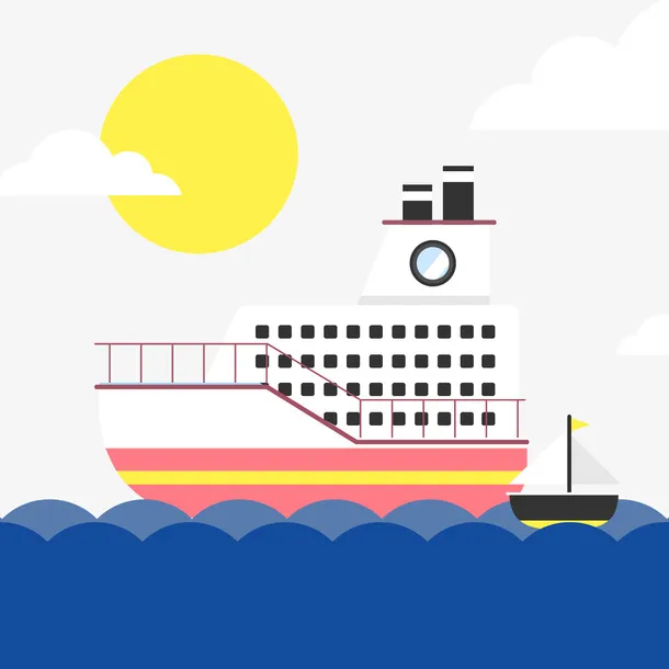 创意海上航行的游轮矢量图免抠