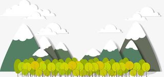 卡通雪山风景免抠