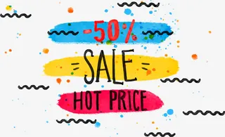 波浪线条打折海报免抠