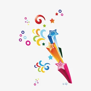 手绘彩带五角星装饰素材免抠