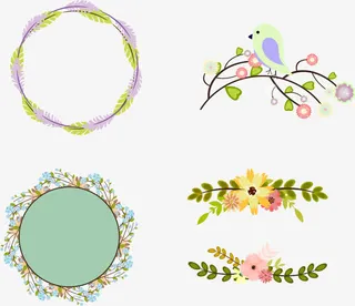 矢量手绘花环免抠