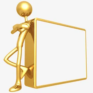 金色小人和文本框免抠