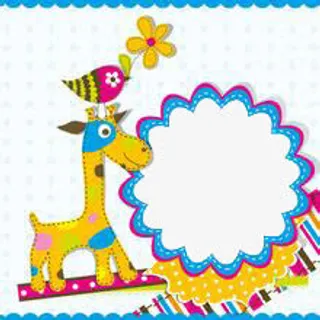 卡通长颈鹿边框免抠