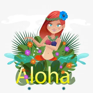 美丽的夏威夷草裙女免抠