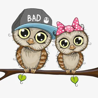 树枝上的情侣鸟设计免抠