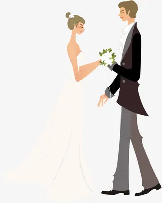 矢量新娘和新郎结婚婚礼免抠