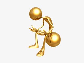 坐在球上的小金人免抠