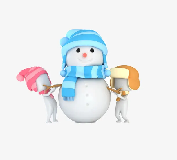 卡通戴帽子围巾雪人免抠