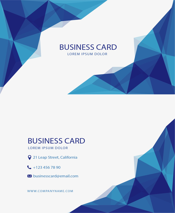 蓝色低多边形的名片免抠标签元素