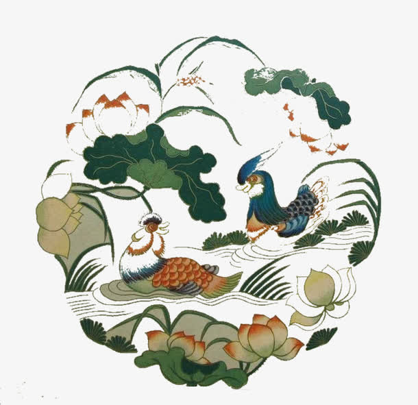 鸳鸯戏水免抠