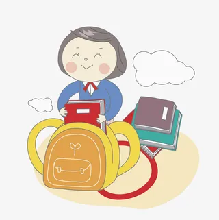 装书本的女孩免抠