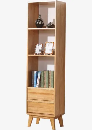 日式全实木书架免抠