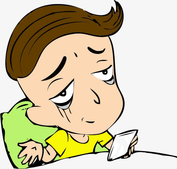 卡通熬夜男孩免抠