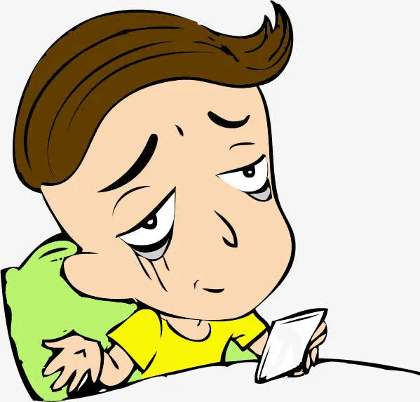 卡通熬夜男孩免抠
