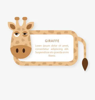 矢量长颈鹿标签免抠
