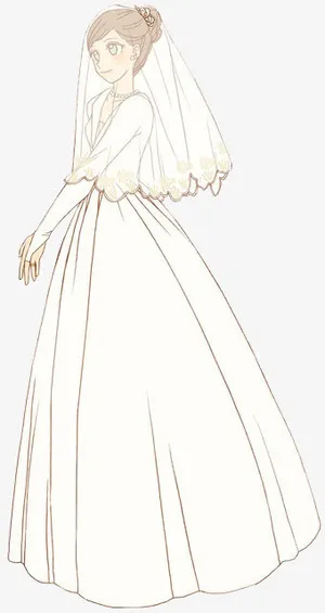 长袖典雅女孩婚纱免抠