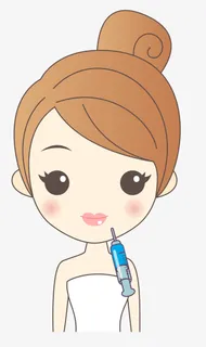 卡通瘦脸针女孩免抠