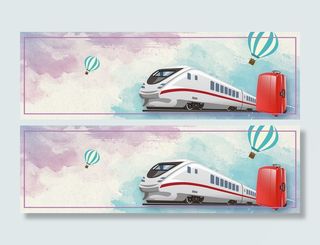 春运火车扁平卡通行李banner海报背景高清