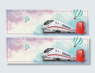 春运火车扁平卡通行李banner海报背景高清
