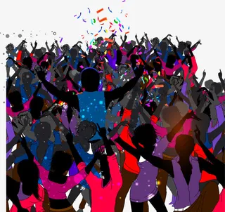 狂欢人群装饰图案免抠