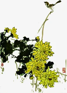 水墨花卉免抠