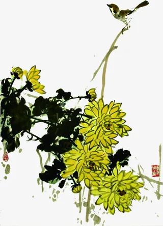 水墨花卉免抠