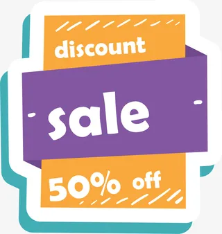 几何图形色块促销标签免抠