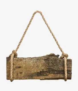 腐朽用绳子挂着的木板实物免抠