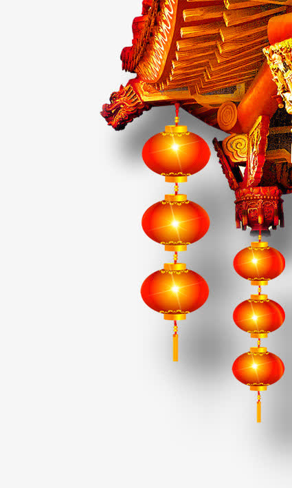 红色明亮灯笼建筑免抠