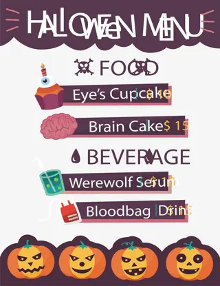 万圣节派对菜单免抠